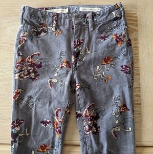 Anthropologie Floral Corduroy High Rise Skinny